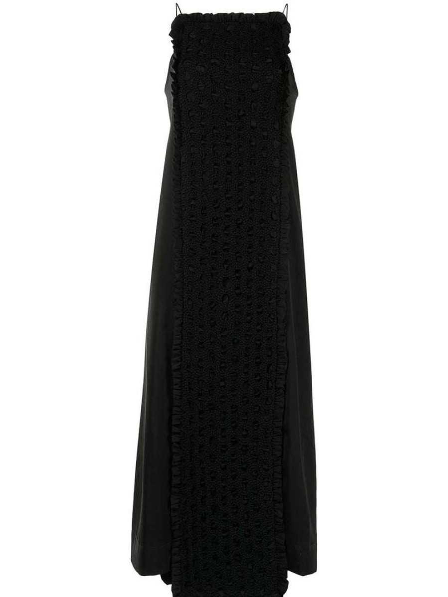 Clothing * | Ganni 'Smock Panelled Midi Slip Dress'