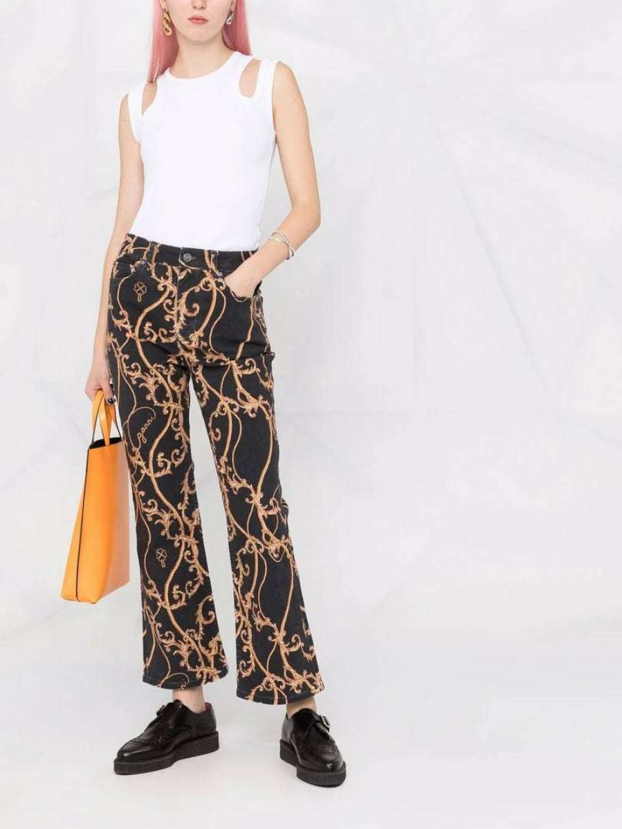 Clothing * | Ganni 'Betzy' Printed Cropped Jeans