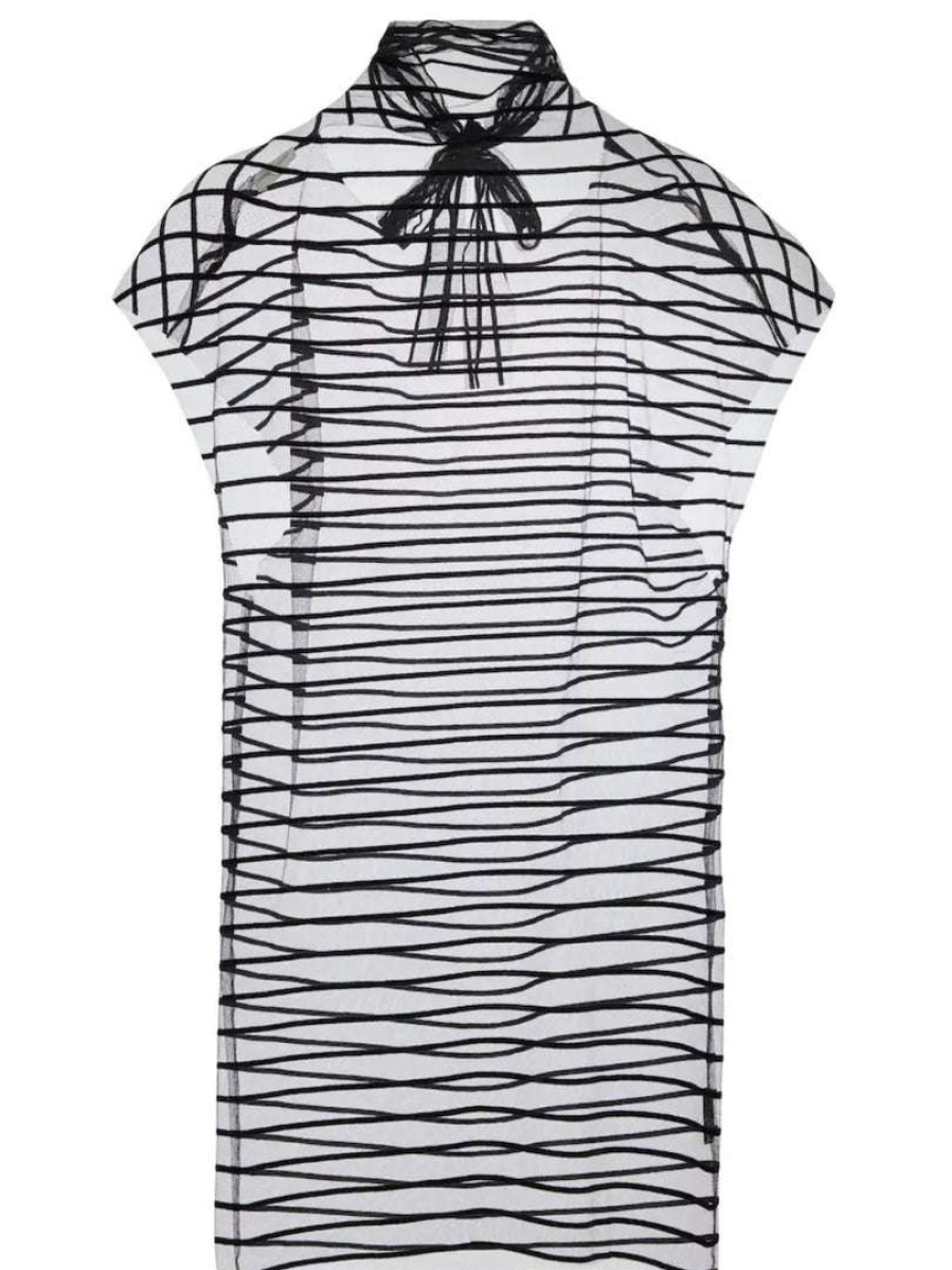 Clothing * | Dries Van Noten Clothing 'Sheer Mesh Stripe Over Blouse'