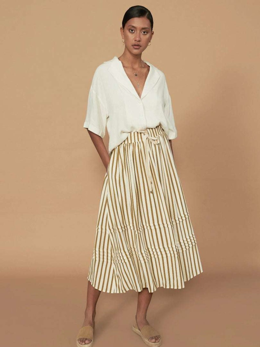 Clothing * | Sancia 'Meera' Stripe Midi Skirt