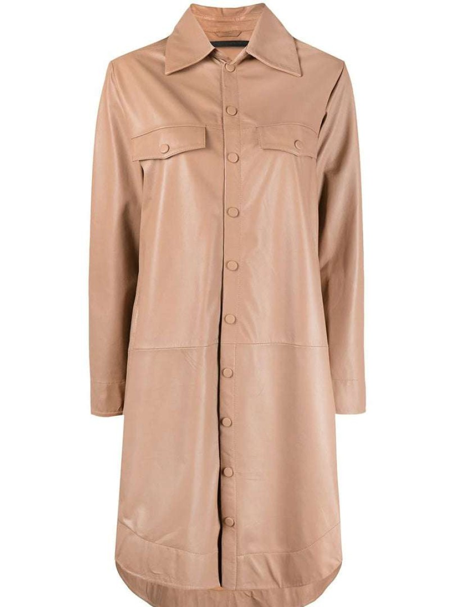 Clothing * | Mdk Nude Oversized 'Nanna' Leather Shirt Dress Clothing