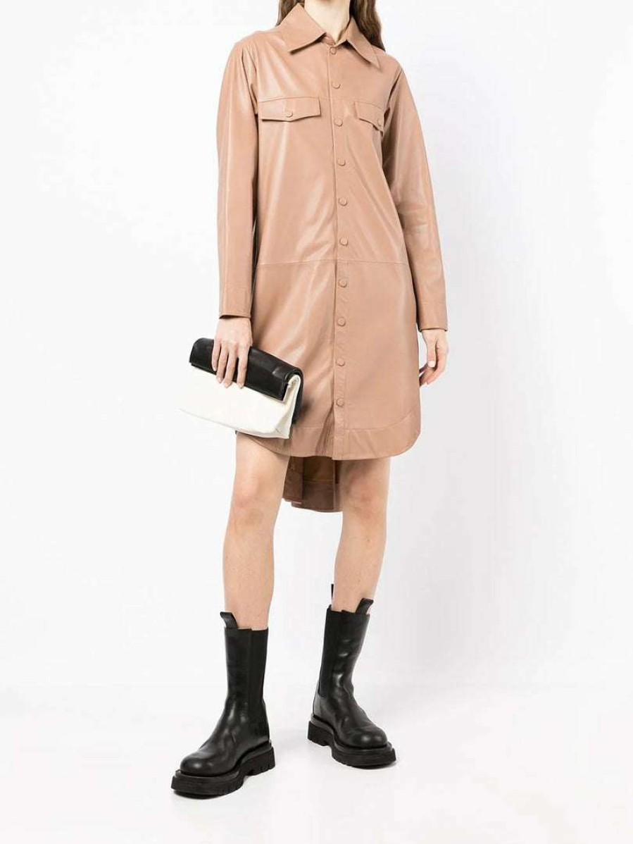 Clothing * | Mdk Nude Oversized 'Nanna' Leather Shirt Dress Clothing