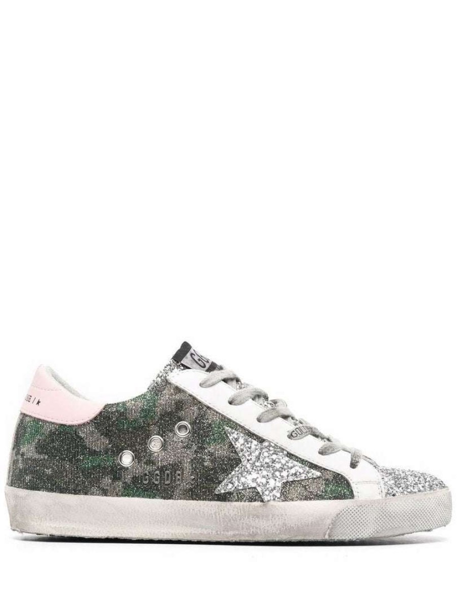 Shoes * | Golden Goose 'Super-Star' Camo Glitter Sneakers