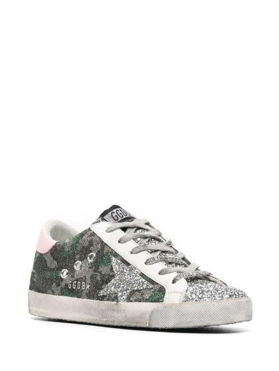 Shoes * | Golden Goose 'Super-Star' Camo Glitter Sneakers