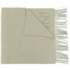 Accessories * | Ganni Khaki 'Wool Logo Fringed Scarf'