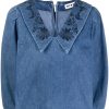 Clothing * | Rixo London 'Willa' Embroidered Denim Blouse