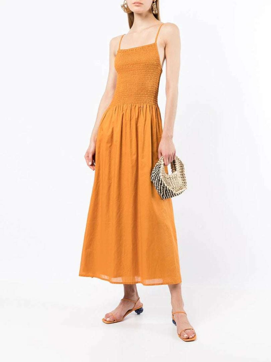 Clothing * | Faithfull The Brand Clothing 'Nolie' Shirred Midi Dress