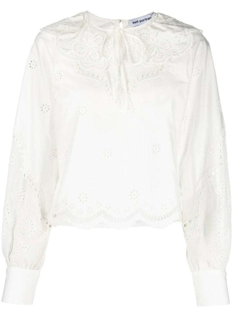 Clothing * | Self Portrait 'Daisy' Cotton Broderie Anglaise Shirt New In