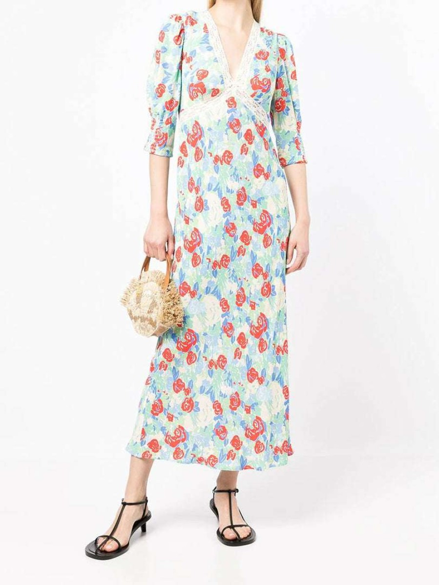 Clothing * | Rixo London 'Gemma' Collage Floral Midi Dress