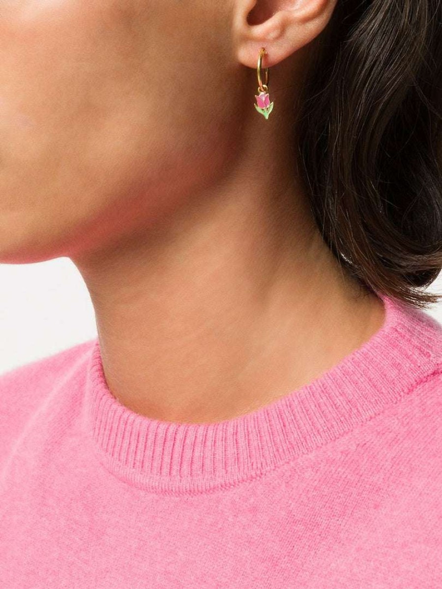 Accessories * | Wilhelmina Garcia 'Pink Tulip Hoop Earring'