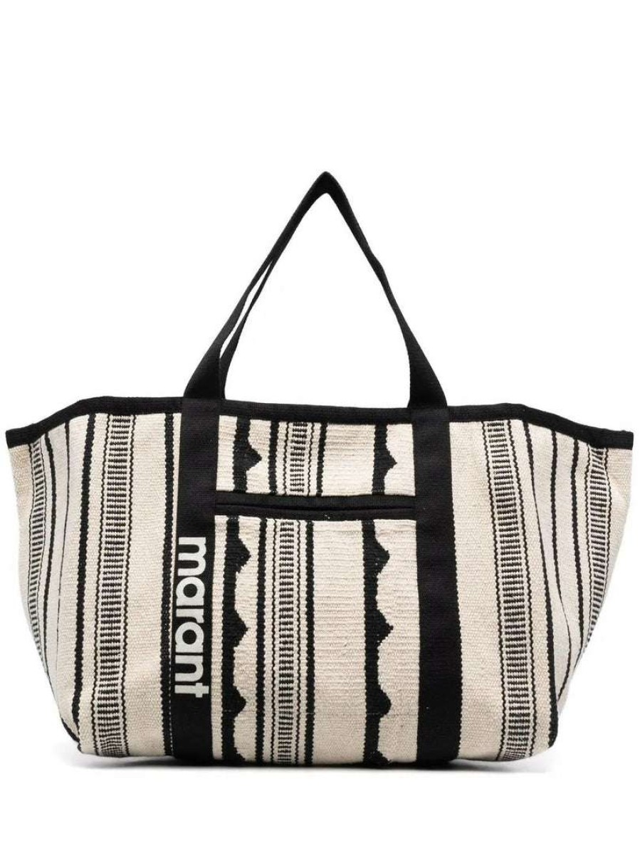 Bags * | Isabel Marant 'Warden' Large Woven Stripe Tote Bag Bags