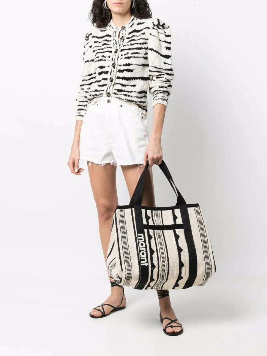 Bags * | Isabel Marant 'Warden' Large Woven Stripe Tote Bag Bags