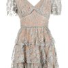 Clothing * | Self Portrait 'Embroidered Blossom Tiered Mini Dress' Clothing