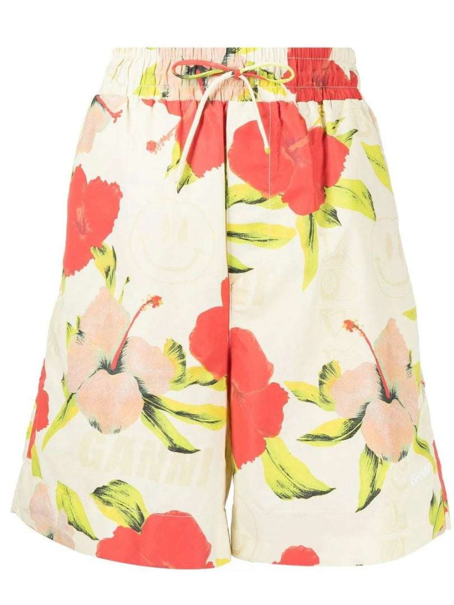 Clothing * | Ganni 'Hawaii Smiley Face Print Shorts'