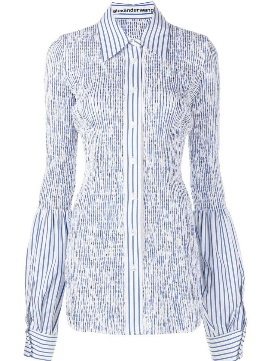 Clothing * | Alexander Wang New In 'Shirred Stripe Shirt'