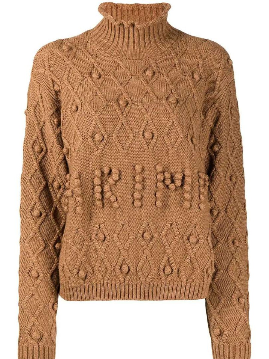 Clothing * | Shrimps Clothing Brown 'Cornelia' Bobble Logo Jumper