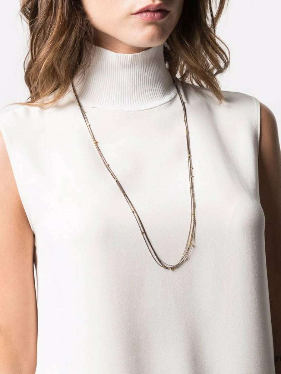 Accessories * | Isabel Marant Accessories Navy 'Multi String Long Necklace'