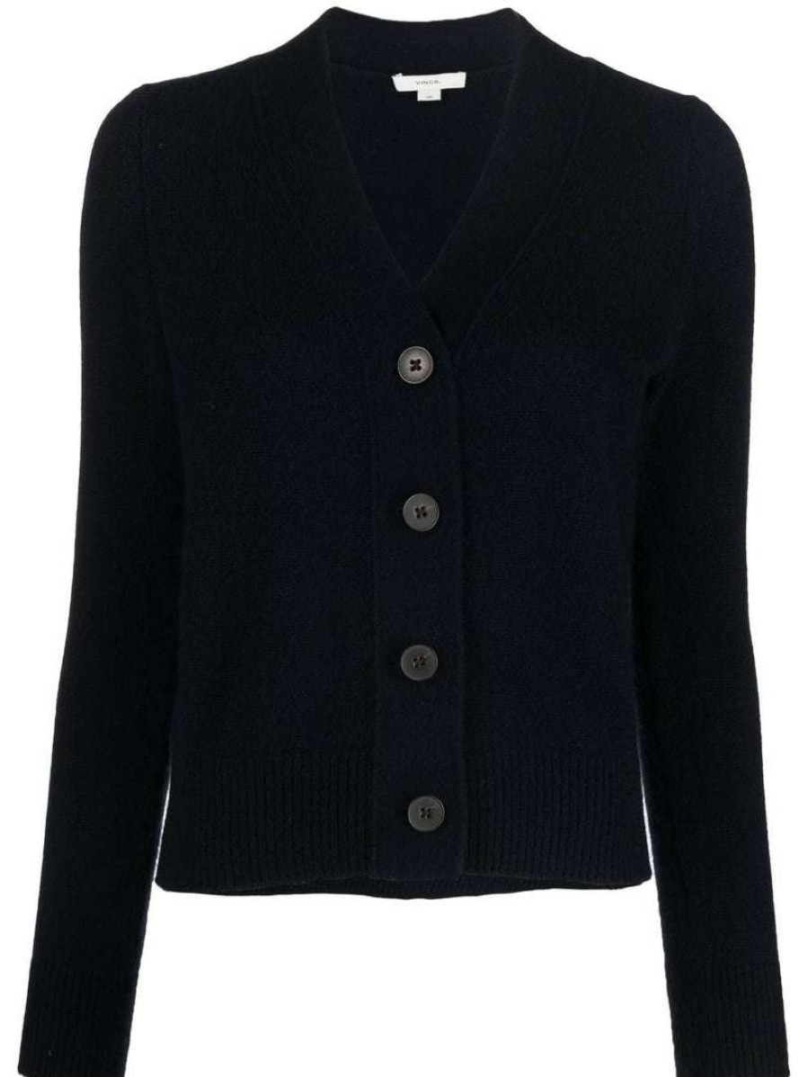 Clothing * | Vince 'Dark Navy V-Neck Knit Cardigan' Clothing