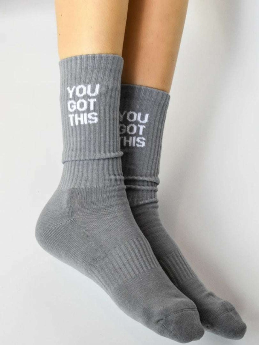 Accessories * | Soxygen Accessories Unisex Grey 'You Got This' Classic Socks