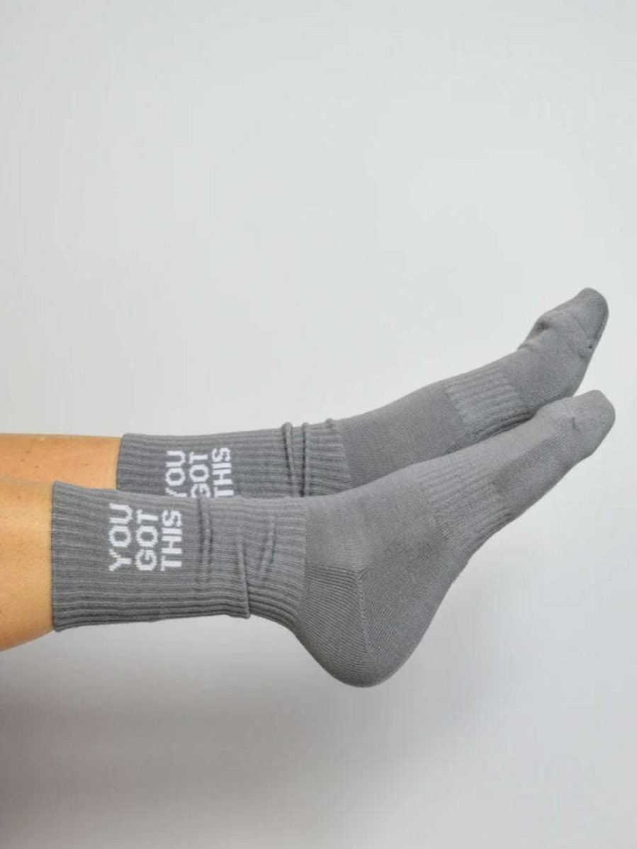 Accessories * | Soxygen Accessories Unisex Grey 'You Got This' Classic Socks