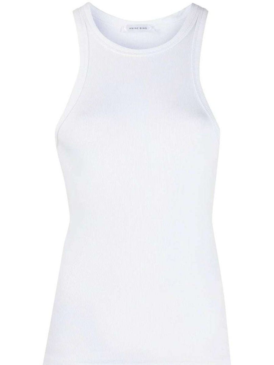 Clothing * | Anine Bing White 'Eva' Ribbed Tank Top Clothing