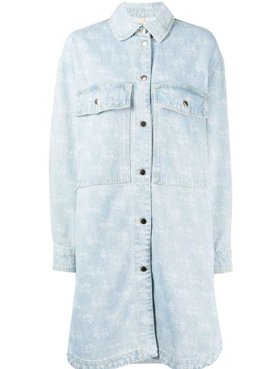 Clothing * | Stella Nova Oversized 'Emmy' Long Denim Shacket Clothing