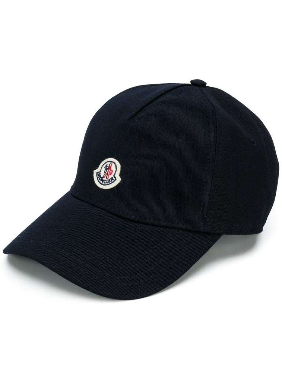 Accessories * | Moncler Navy 'Branded Patch Baseball Cap'