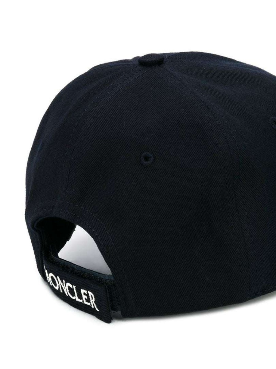 Accessories * | Moncler Navy 'Branded Patch Baseball Cap'