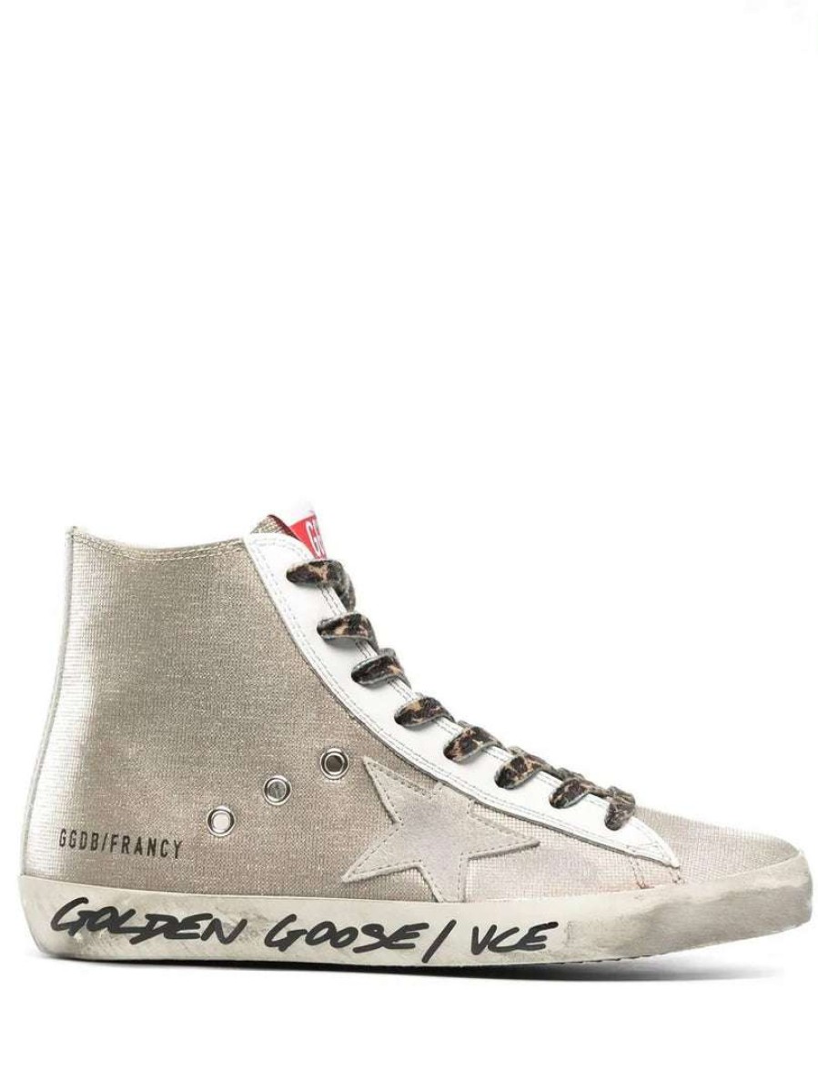 Shoes * | Golden Goose Shoes 'Francy' Gold High-Top Sneakers