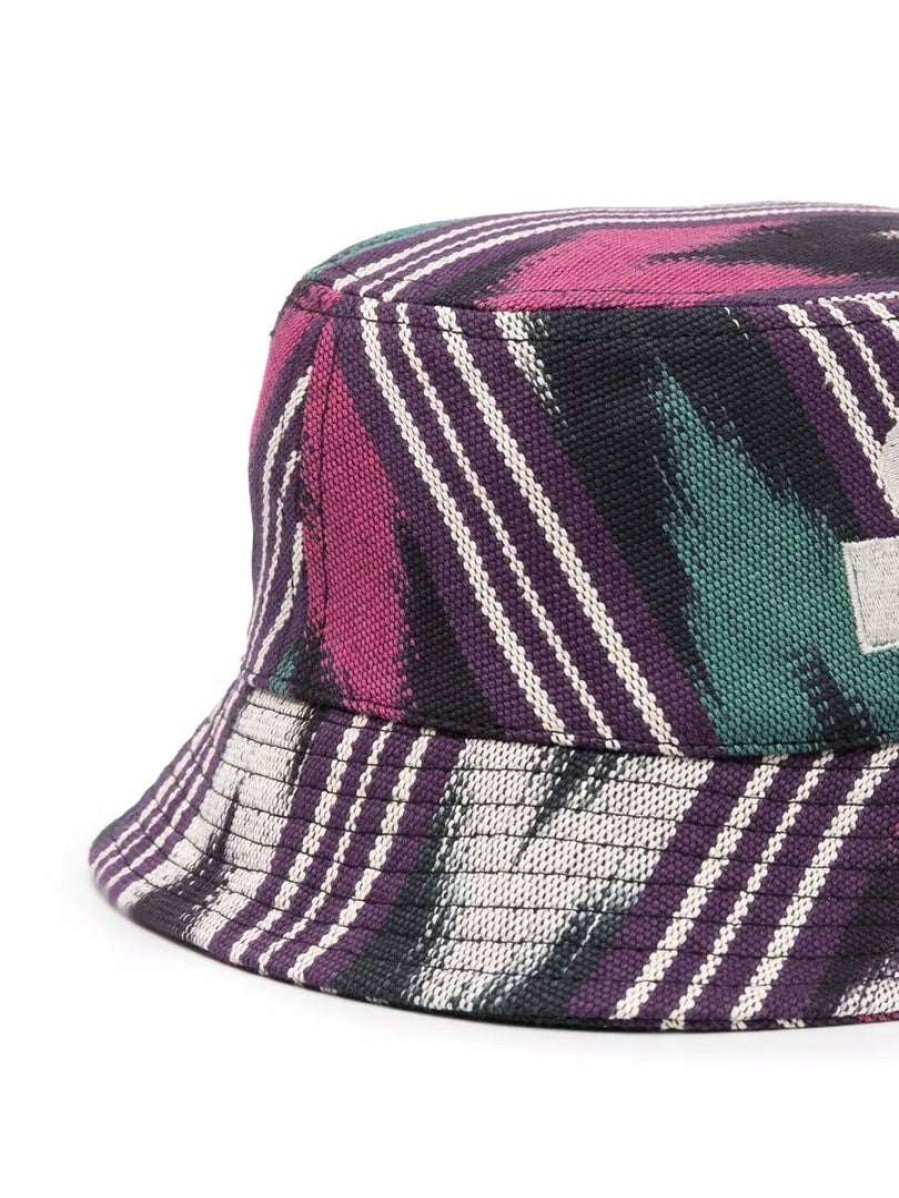 Accessories * | Isabel Marant Dark Purple And Green 'Haley' Printed Bucket Hat Accessories