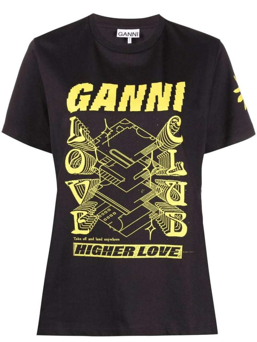 Clothing * | Ganni 'Love Club Logo Print T-Shirt'