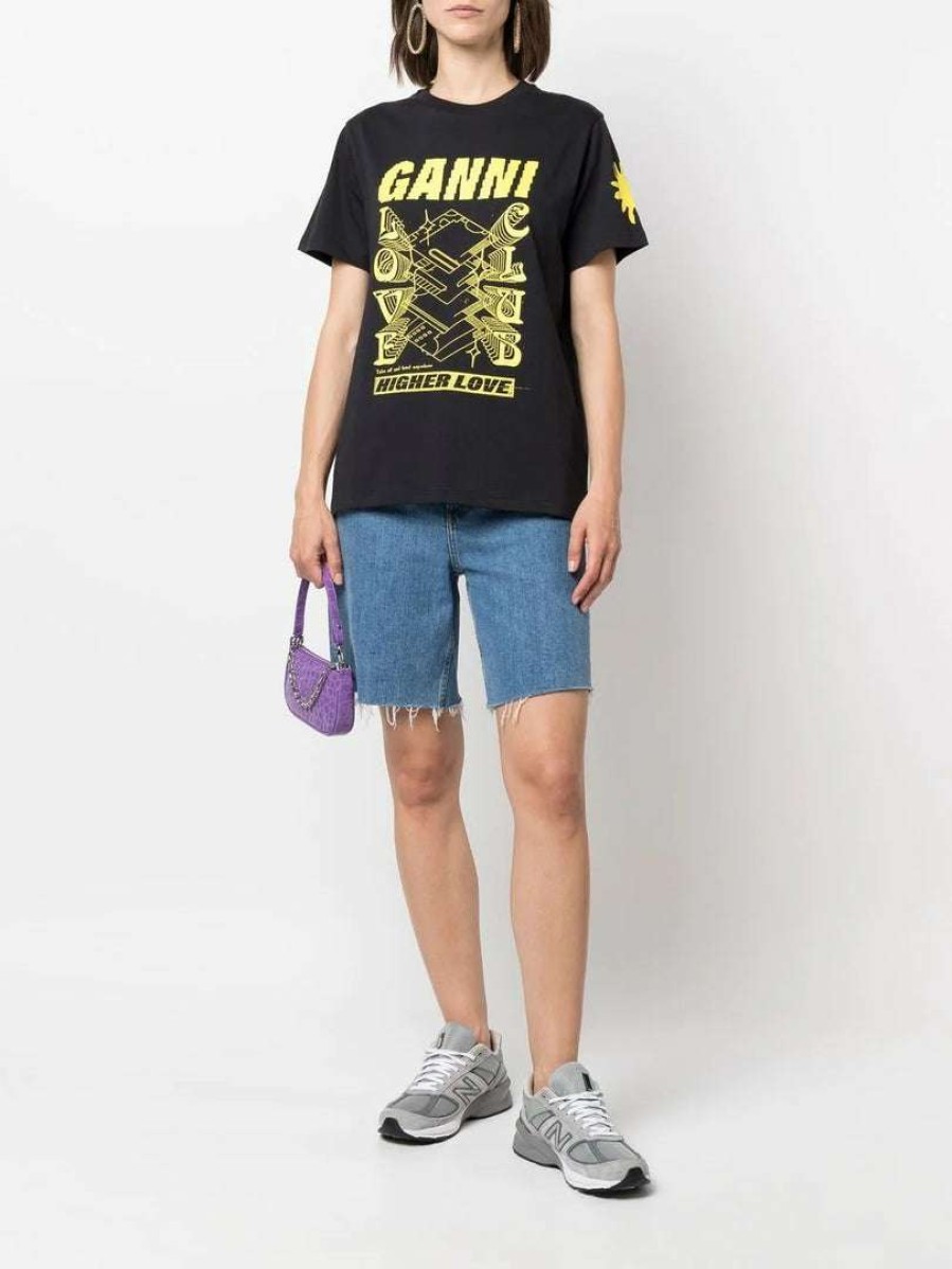 Clothing * | Ganni 'Love Club Logo Print T-Shirt'