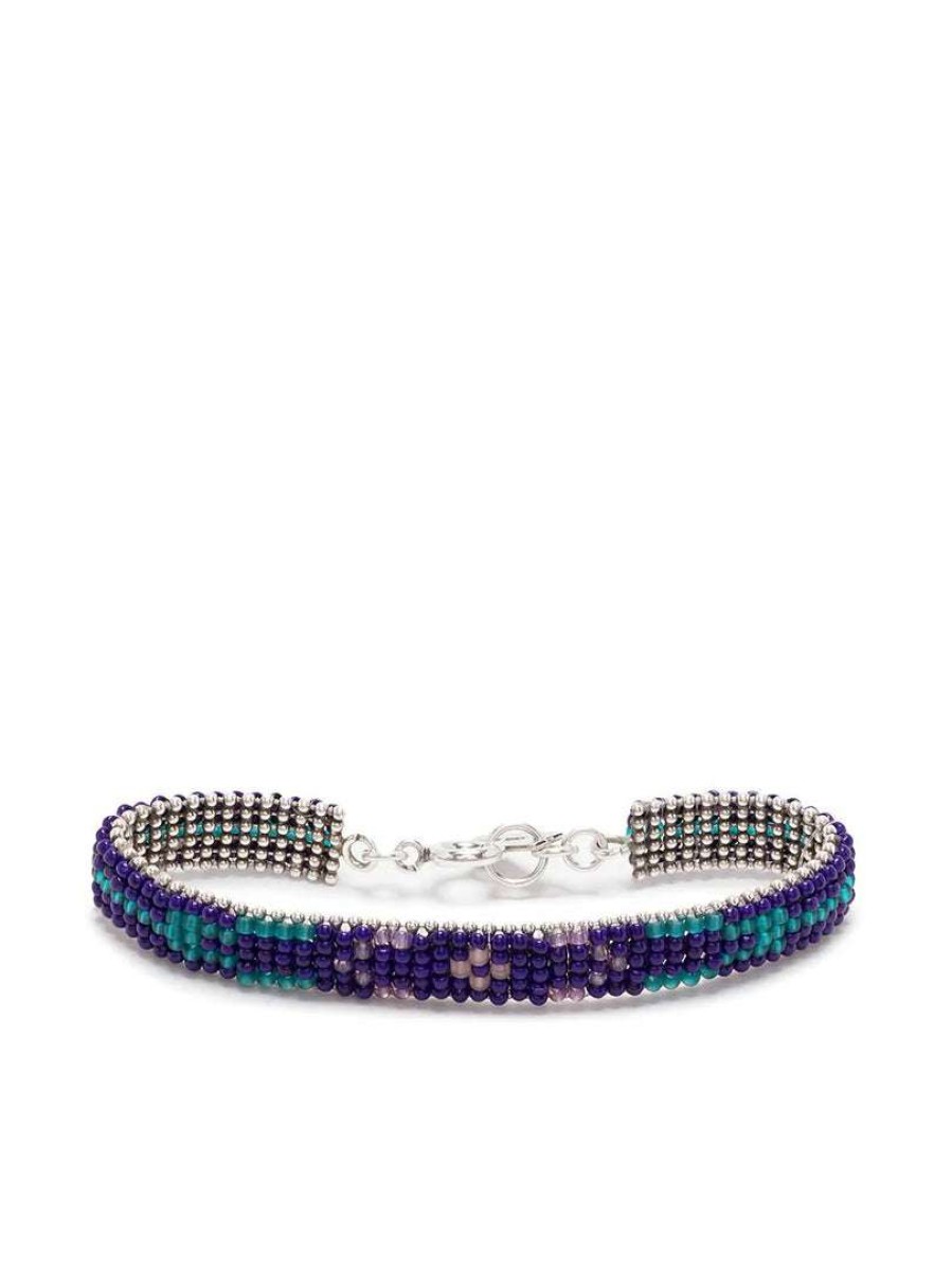 Accessories * | Isabel Marant Accessories Purple And Silver 'Glass Bead Bracelet'