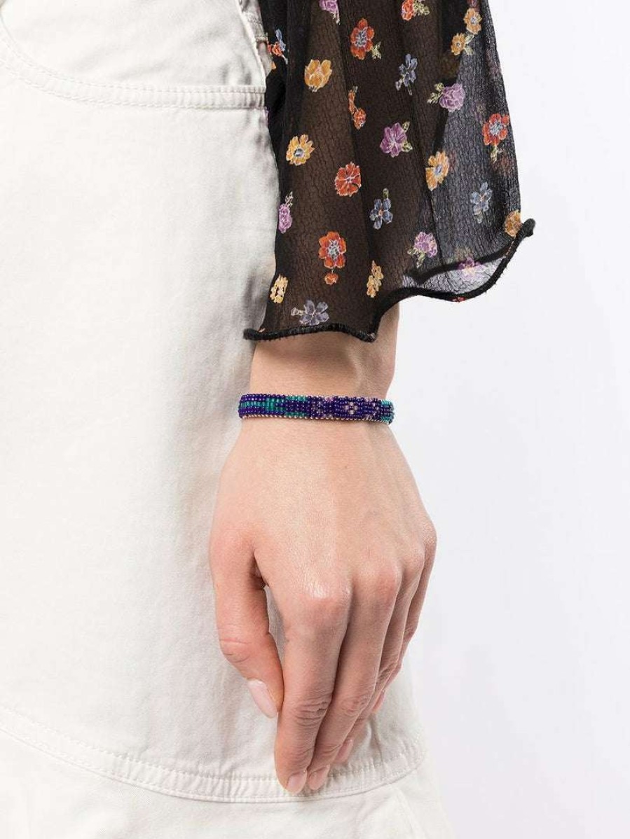 Accessories * | Isabel Marant Accessories Purple And Silver 'Glass Bead Bracelet'