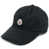 Accessories * | Moncler Black 'Branded Patch Baseball Cap'