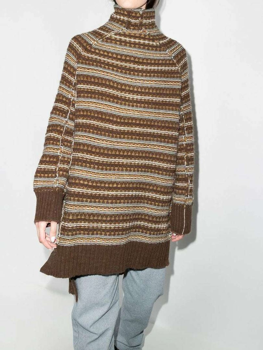 Clothing * | Mm6 By Maison Margiela 'Oversized Reversible Stripe Knit Long Sweater'