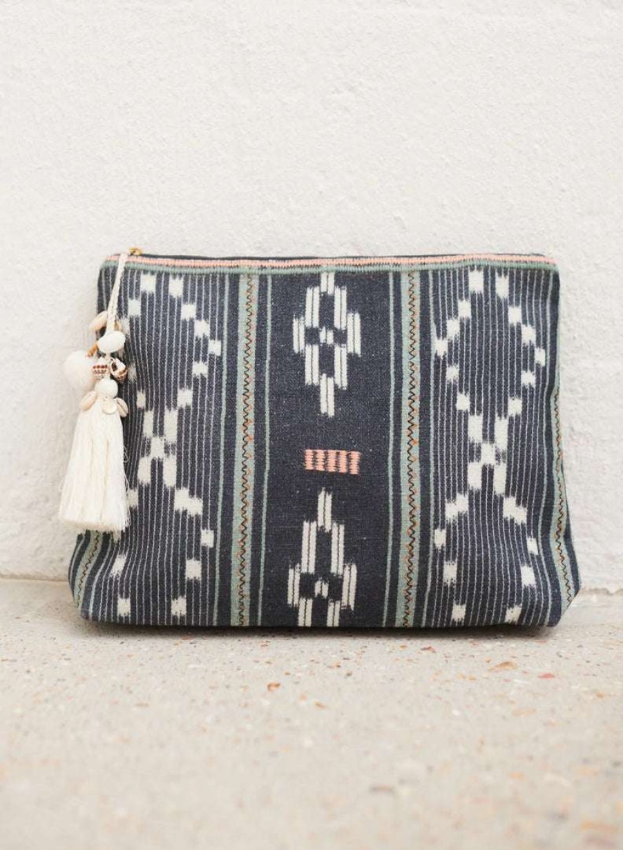 Bags * | M.A.B.E Grey 'Serai' Patterned Large Pouch