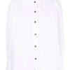 Clothing * | Ganni 'White Oversized Pointed Collar Shirt'