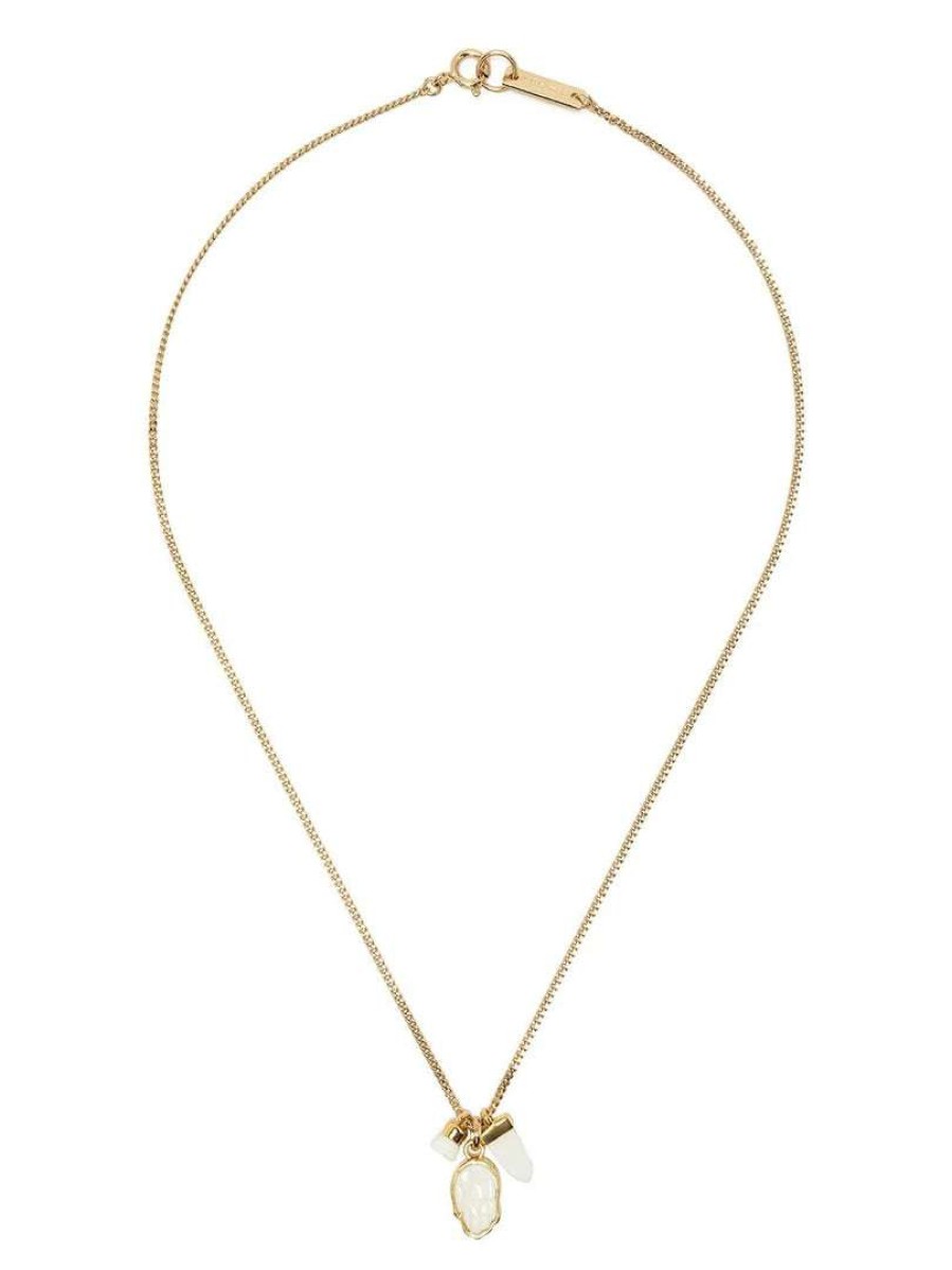 Accessories * | Isabel Marant White And Gold 'Charm Pendant Necklace' Accessories