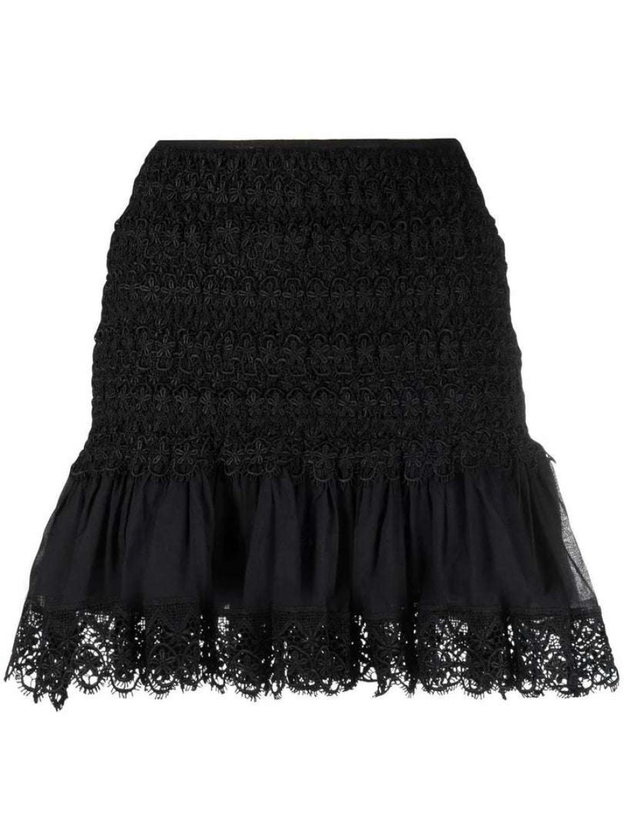 Clothing * | Charo Ruiz Clothing Black 'Fleur' Lace Mini Skirt