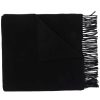 Accessories * | Moncler Black 'Fringed Logo Patch Scarf'