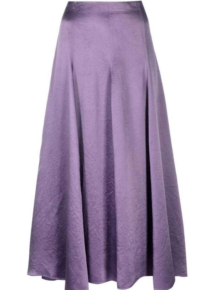 Clothing * | Vince Clothing Purple 'Panelled Satin Slip Midi Skirt'