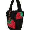 Bags * | Jw Anderson Black 'Strawberry Knitted Shopper' Bags