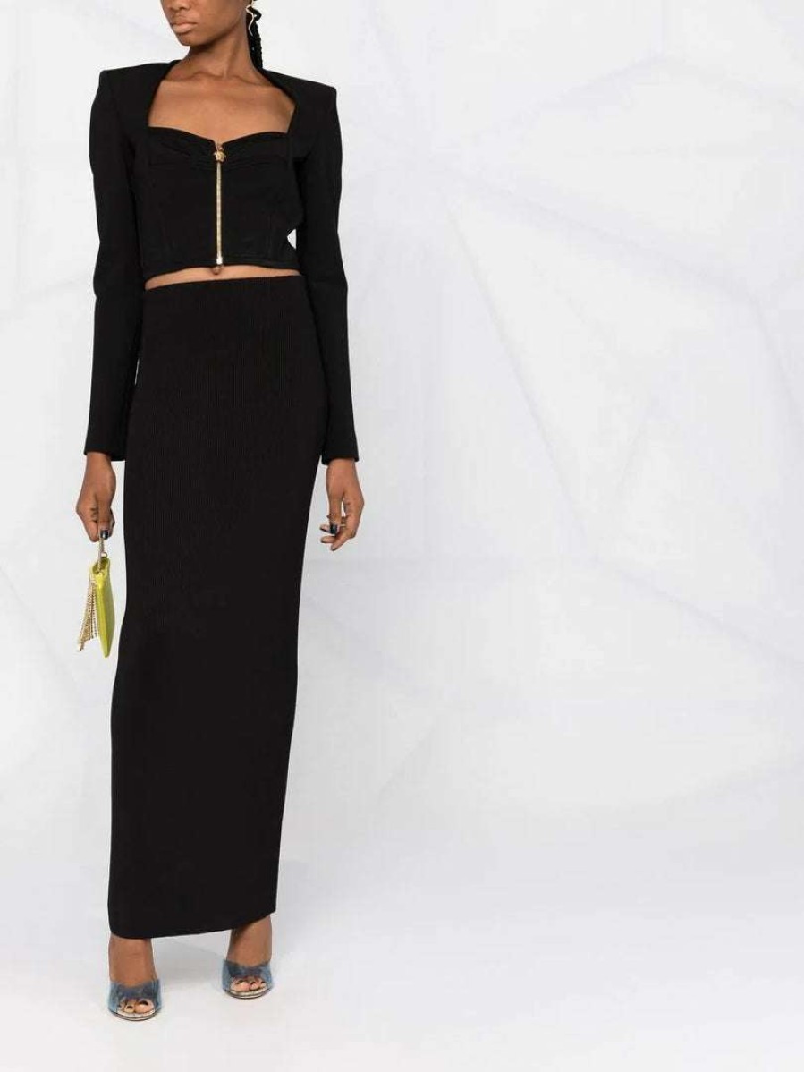 Clothing * | Self Portrait New In 'Ribbed Knit Maxi Skirt'