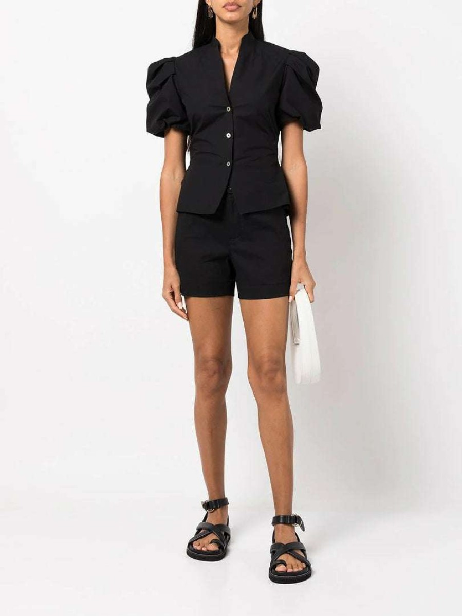 Clothing * | Vince New In Black 'Draped Puff Sleeve Blouse'