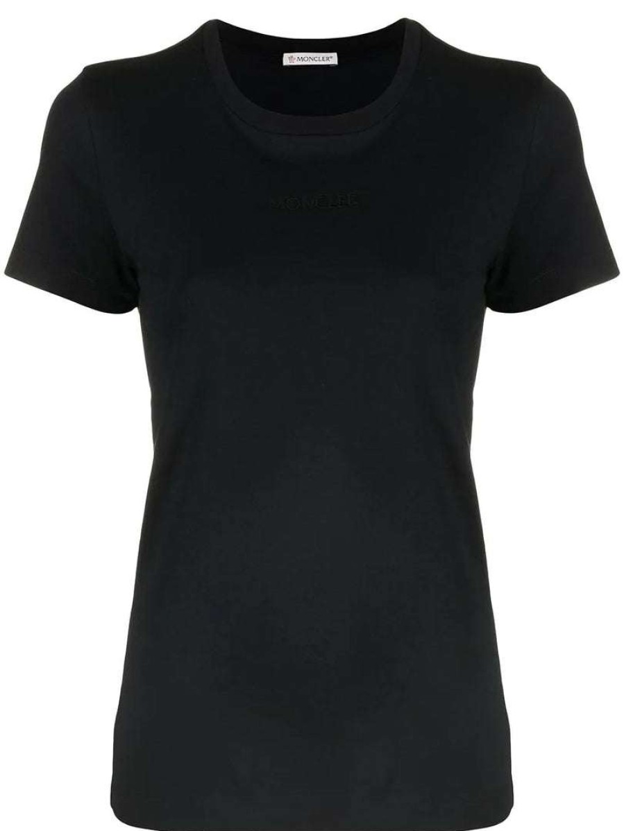 Clothing * | Moncler Navy 'Front Logo Embroidered T-Shirt'