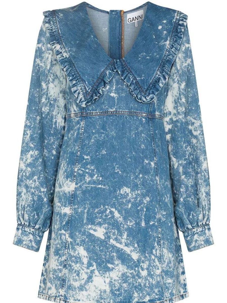 Clothing * | Ganni 'Acid Wash Denim Mini Dress'