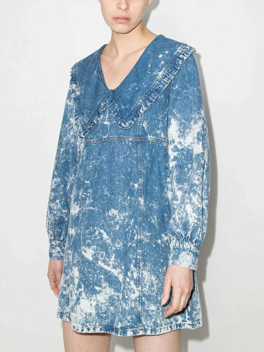 Clothing * | Ganni 'Acid Wash Denim Mini Dress'