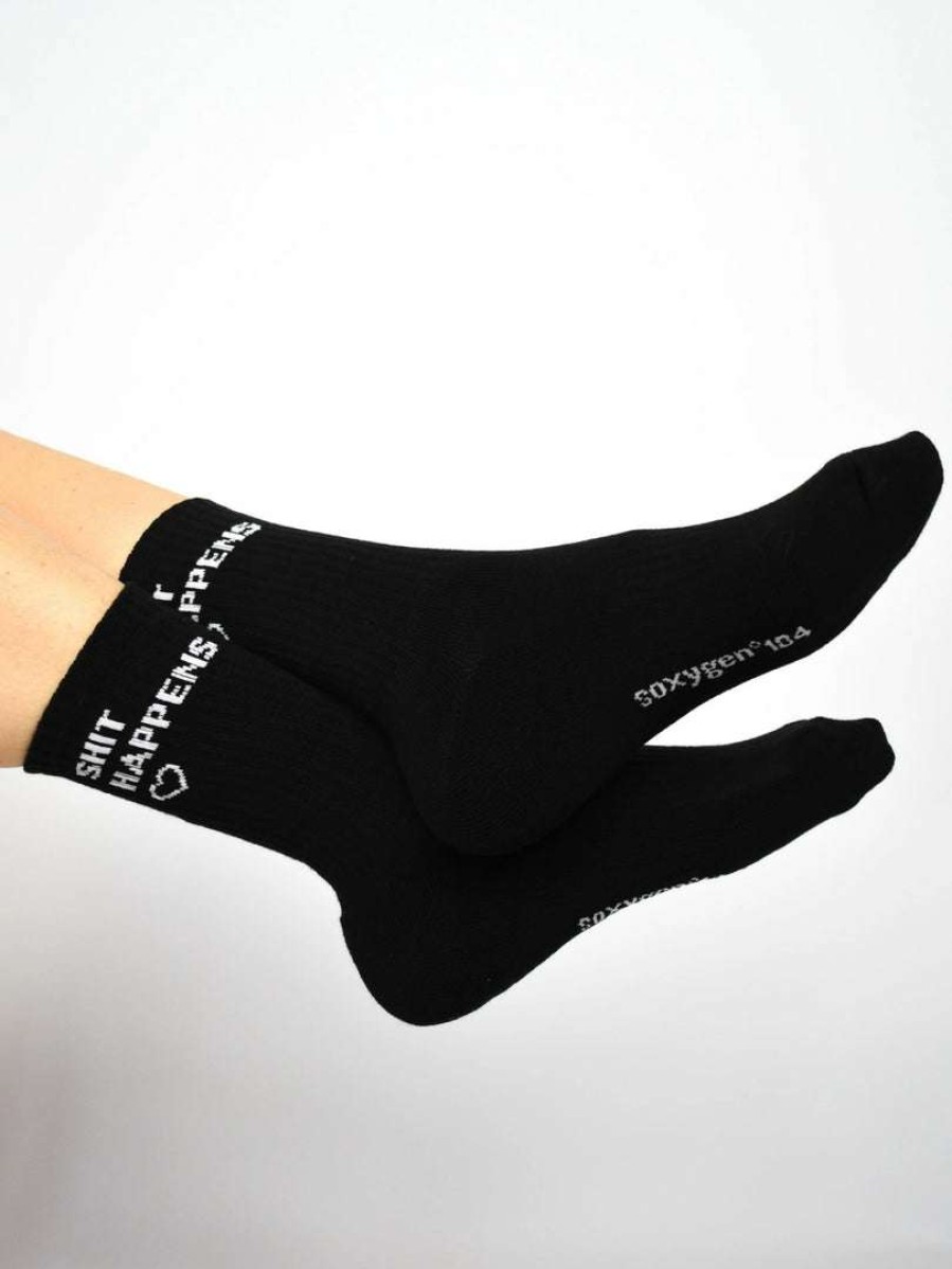 Accessories * | Soxygen Unisex Black 'Shit Happens' Classic Socks Accessories