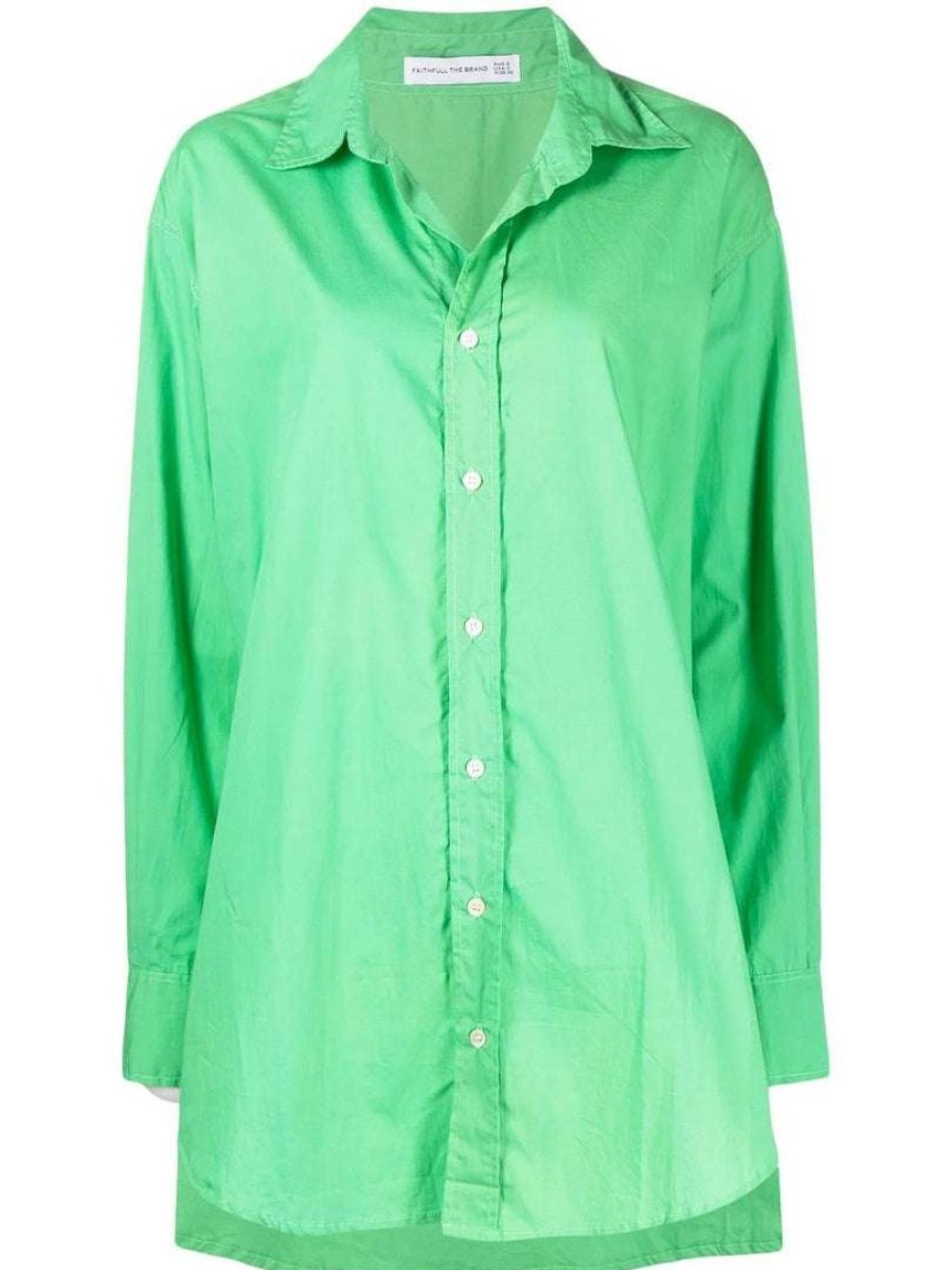 Clothing * | Faithfull The Brand New In Green 'Vega Shirt Dress'